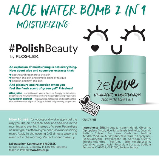Aloe Water Aqua Bomb Face Cream | 50Ml | Hydro Boost Soothing Gel | Contains Aloe Juice | Liquid Moisturizer for Dry & Sensitive Skin | Cruelty-Free & Vegan