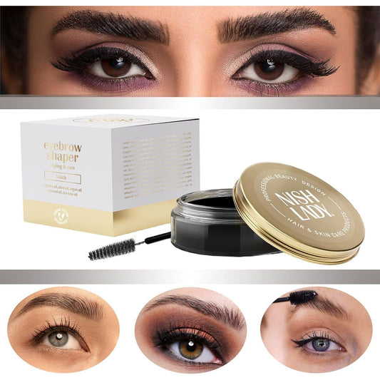 Brow Lift Lamination Gel Kit with Brush, Black Tint, MEGA SIZE - 50 Ml | Eyebrow Shaping Wax | Eye Brows Styling Soap | Long Lasting Hold Freeze Gel