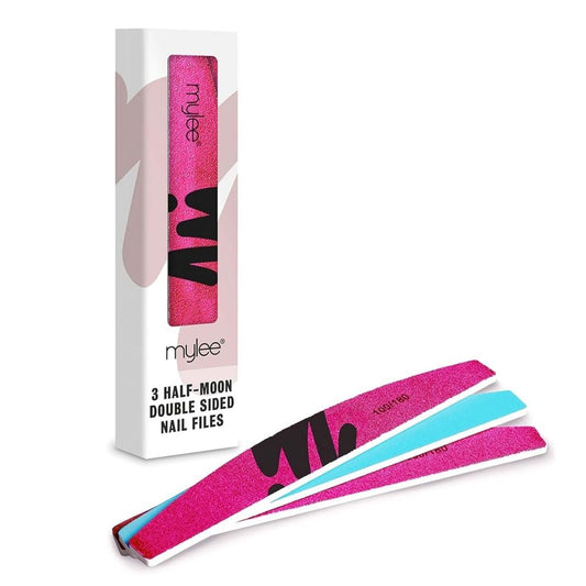 Mylee 3 Pack Double Sided Half Moon Nail File 100/180 Grit