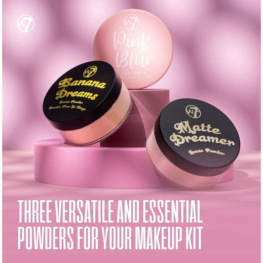 W7 Loose Face Powder Trio - 3 Piece Set - Banana, Nude & Pink Toned Powders
