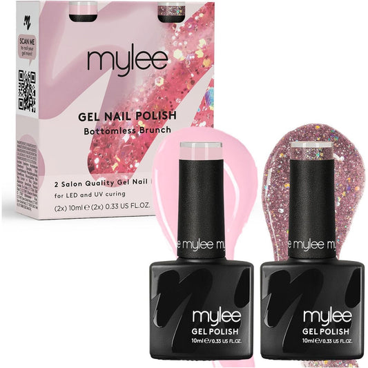 Gel Nail Polish Duo Colour Set 2X10Ml [Bottomless Brunch] UV/LED Soak-Off Nail Art Manicure Pedicure for Professional, Salon & Home Use - Long Lasting & Easy to Apply